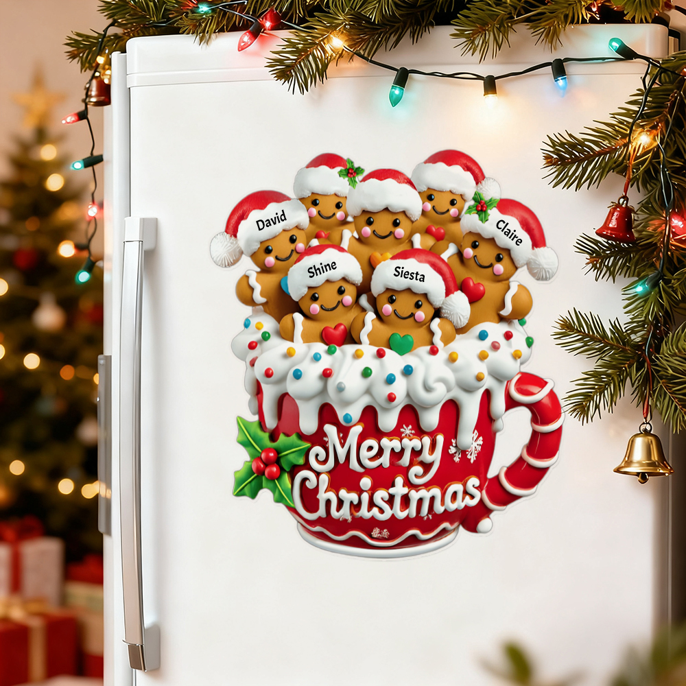 Frohe Weihnachten - Personalisierter Lebkuchenfamilien-aufkleber - DePhotoBoxer