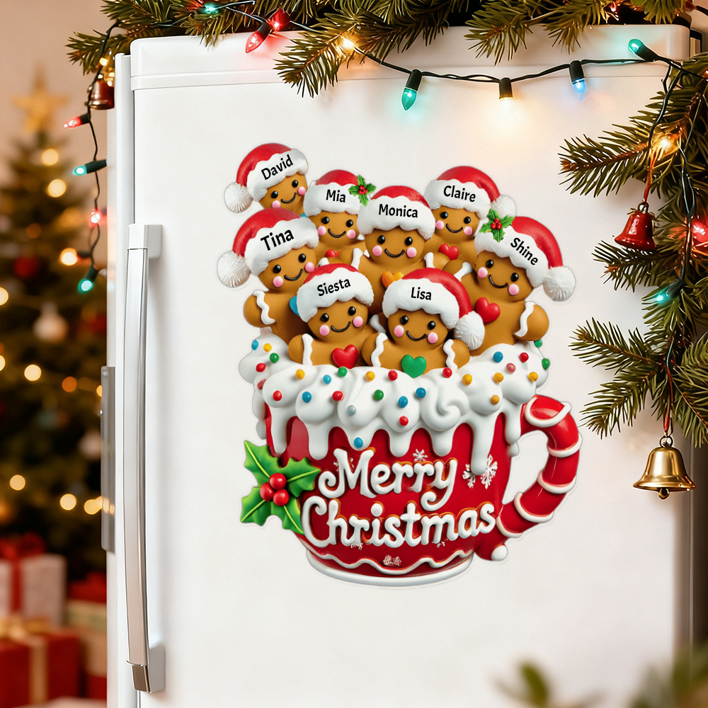 Frohe Weihnachten - Personalisierter Lebkuchenfamilien-aufkleber - DePhotoBoxer