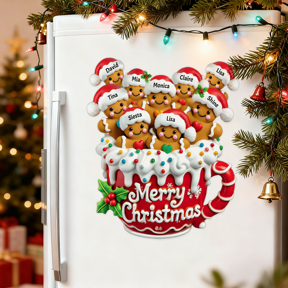 Frohe Weihnachten - Personalisierter Lebkuchenfamilien-aufkleber - DePhotoBoxer