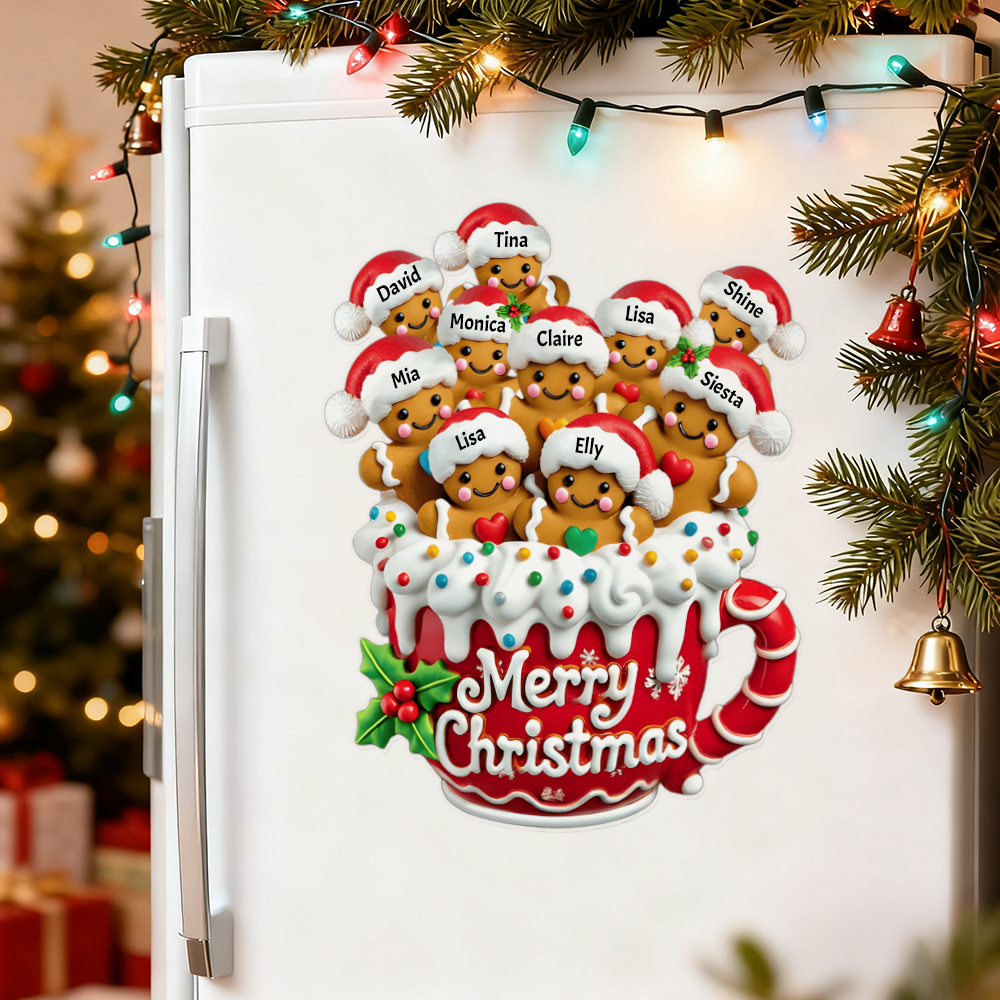 Frohe Weihnachten - Personalisierter Lebkuchenfamilien-aufkleber - DePhotoBoxer