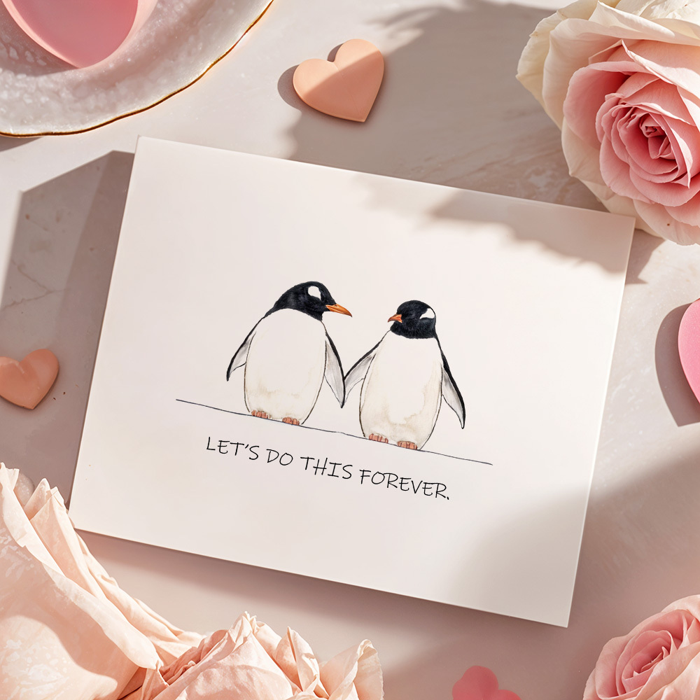 Pinguin-liebeskarte Valentinstagskarte Romantische Karte Für Liebhaber - DePhotoBoxer