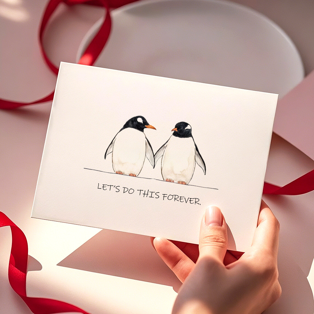 Pinguin-liebeskarte Valentinstagskarte Romantische Karte Für Liebhaber - DePhotoBoxer