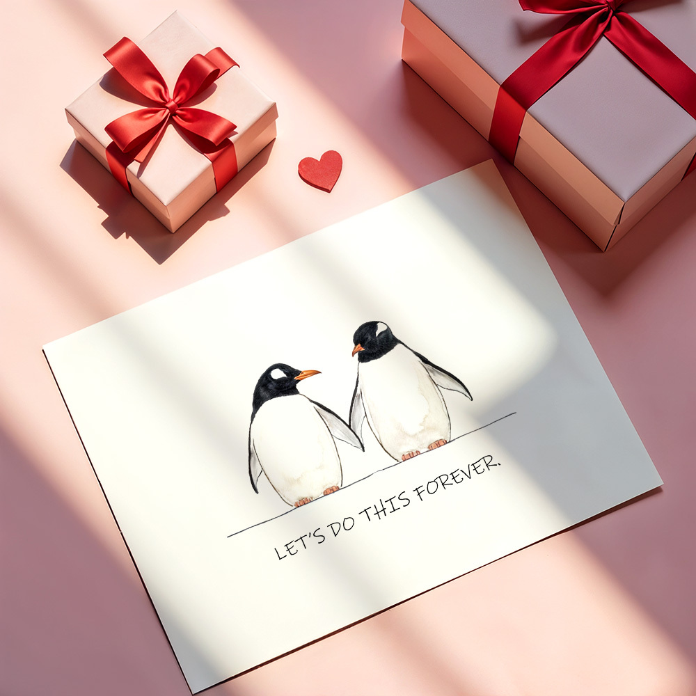 Pinguin-liebeskarte Valentinstagskarte Romantische Karte Für Liebhaber - DePhotoBoxer