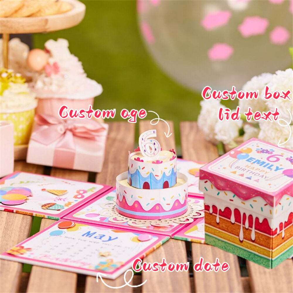 Personalisierte Geburtstags-exploding-überraschungsbox-karte, Individuelle 3d-pop-up-grußkarte - DePhotoBoxer