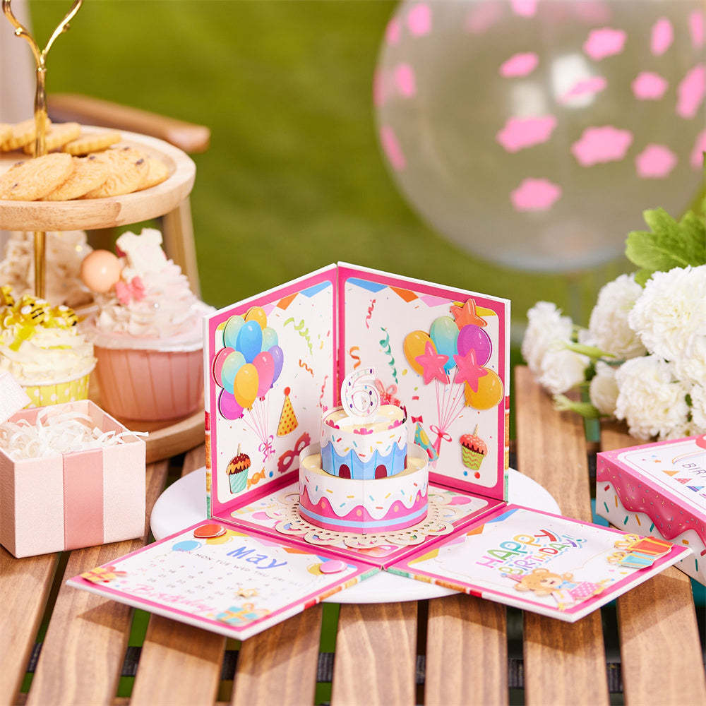 Personalisierte Geburtstags-exploding-überraschungsbox-karte, Individuelle 3d-pop-up-grußkarte - DePhotoBoxer