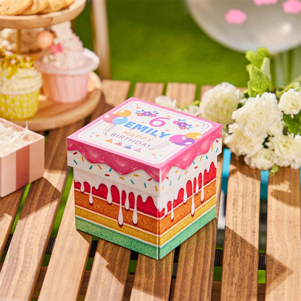 Personalisierte Geburtstags-exploding-überraschungsbox-karte, Individuelle 3d-pop-up-grußkarte - DePhotoBoxer