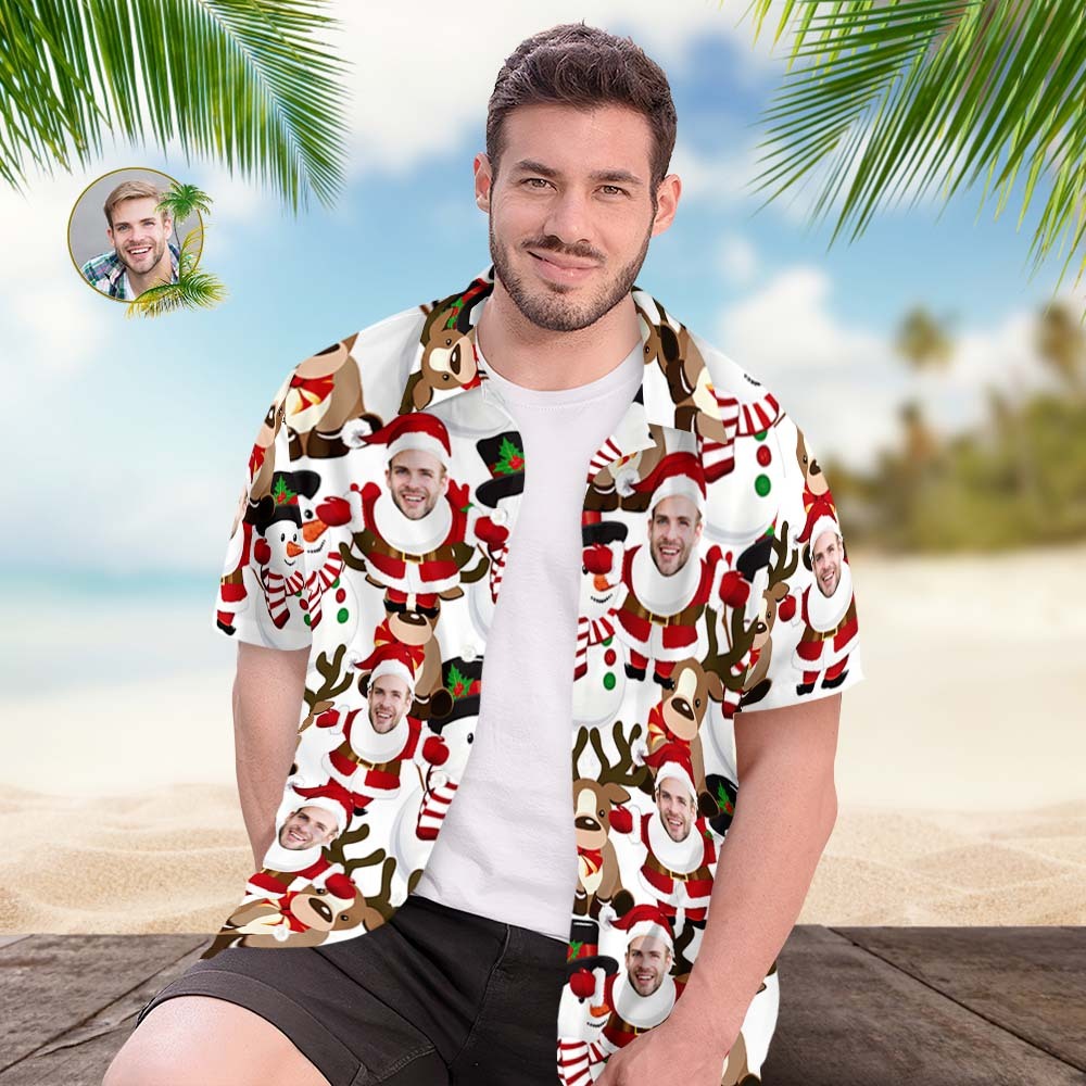 Benutzerdefinierte Herren-weihnachtsmann-party-hawaii-hemden, Weihnachtsgeschenk - DePhotoBoxer