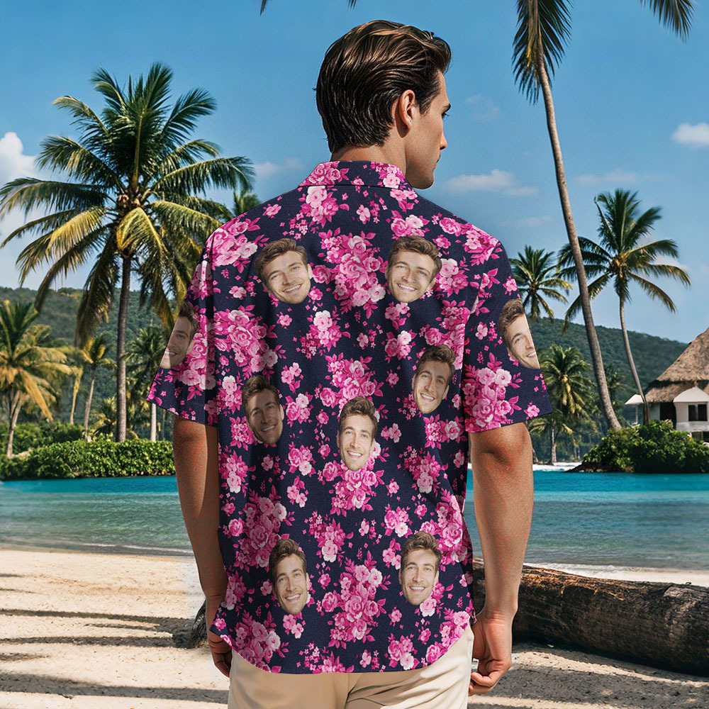Sommer Geschenk Gesicht individuelles lila Hawaiihemd Cooles Shirt Männer Geschenk