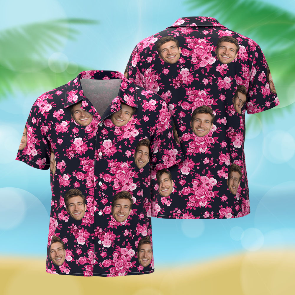 Sommer Geschenk Gesicht individuelles lila Hawaiihemd Cooles Shirt Männer Geschenk