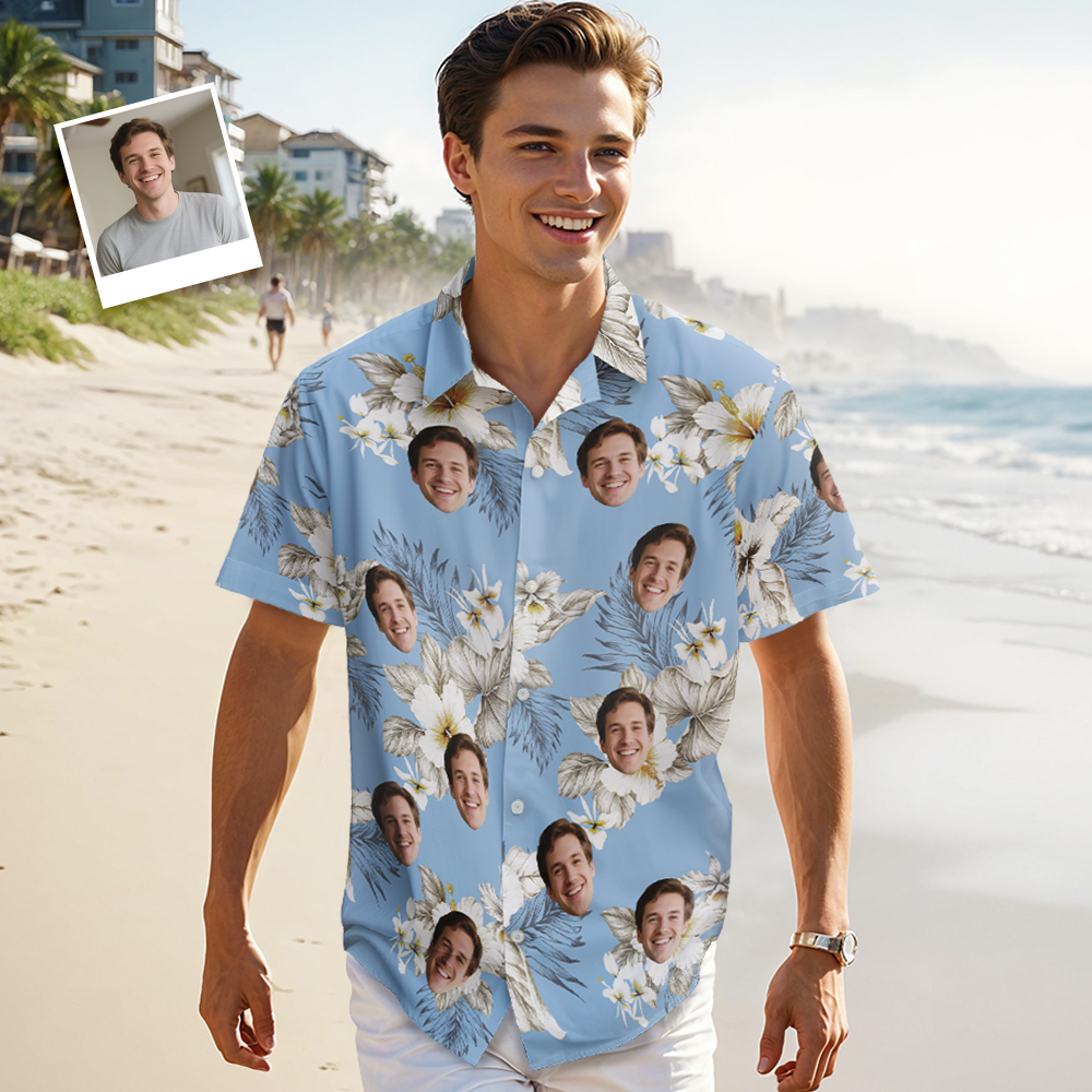 Benutzerdefiniertes Foto-hawaii-hemd Für Papa Personalisiertes Hawaii-hemd Mit Gesicht Personalisiertes Vatertagsgeschenk - DePhotoBoxer