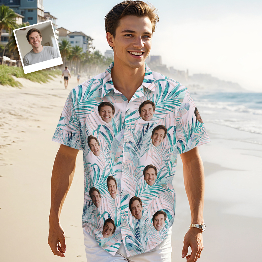 Personalisiertes Hawaiihemd Mit Gesicht Lustiges Geschenk Für Papa Zum Vatertag - DePhotoBoxer
