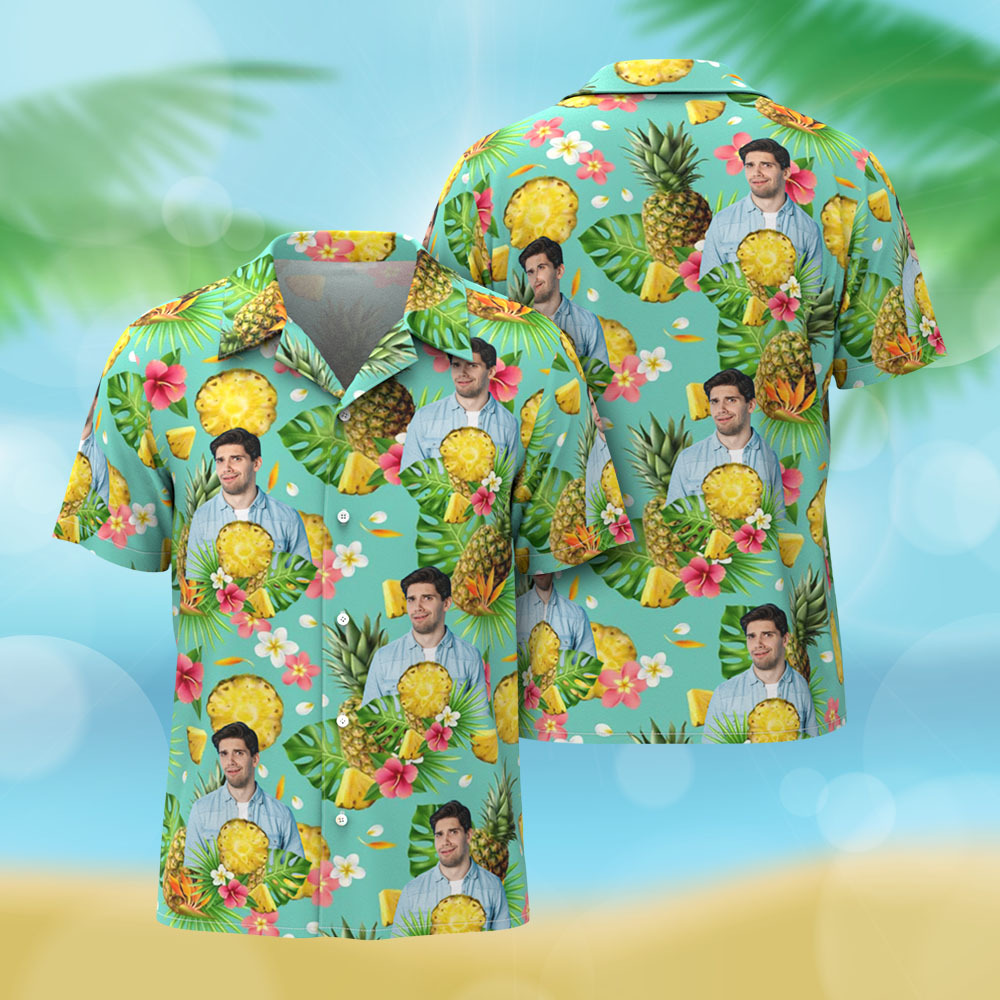 Benutzerdefiniertes Foto-hawaii-shirt Mit Tropischem Design Benutzerdefiniertes Gesicht-hawaii-shirt - DePhotoBoxer