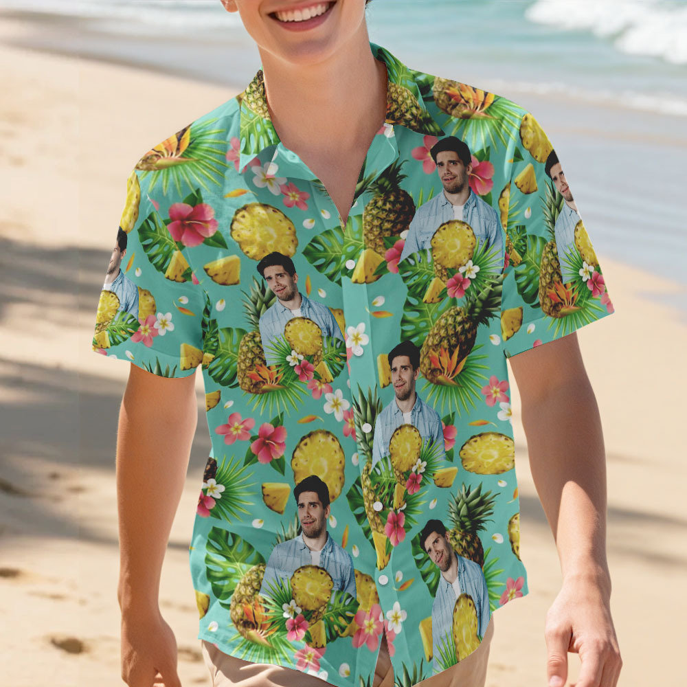 Benutzerdefiniertes Foto-hawaii-shirt Mit Tropischem Design Benutzerdefiniertes Gesicht-hawaii-shirt - DePhotoBoxer