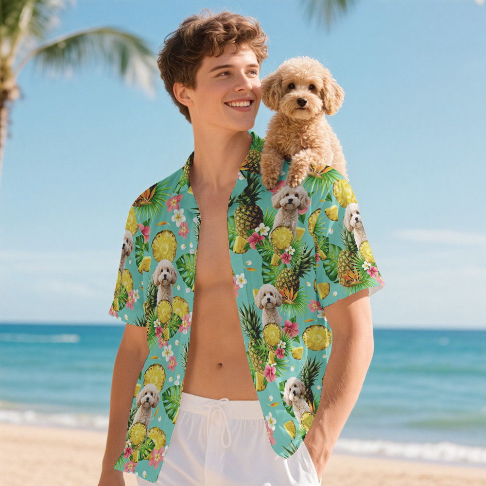 Benutzerdefiniertes Foto-hawaii-shirt Mit Tropischem Design Benutzerdefiniertes Gesicht-hawaii-shirt - DePhotoBoxer