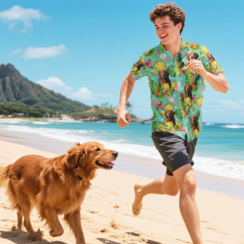 Benutzerdefiniertes Foto-hawaii-shirt Mit Tropischem Design Benutzerdefiniertes Gesicht-hawaii-shirt - DePhotoBoxer