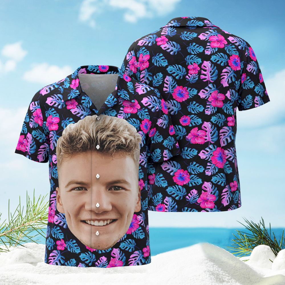 Benutzerdefinierte Big Face Lustiges Foto Tropical Hawaii Für Männer, Frauen Benutzerdefiniertes Foto Hawaii Shirts - DePhotoBoxer