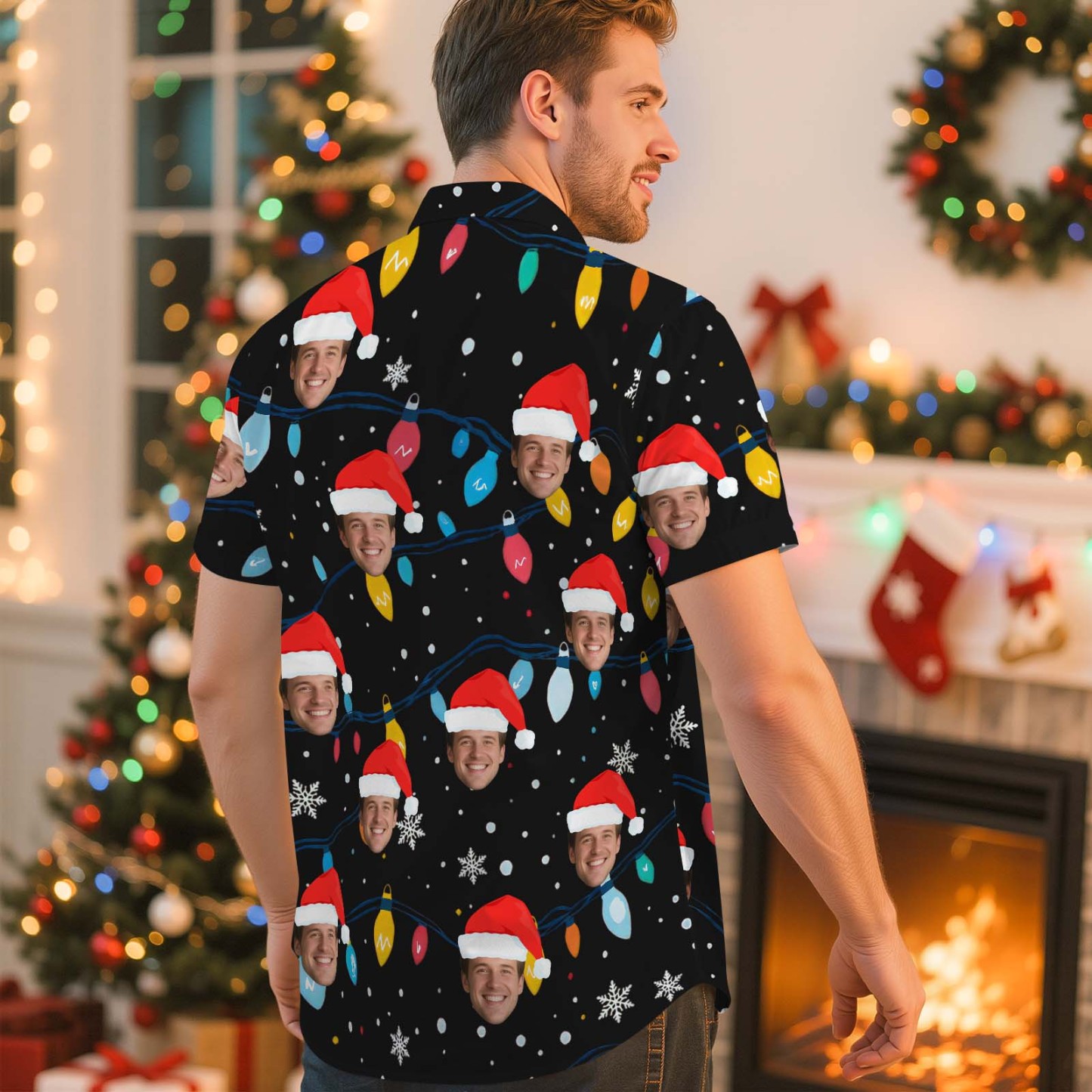 Personalisiertes Hawaiihemd Mit Weihnachtsmotiv, Hemd Mit Individuellem Fotodruck, Lustiges Outfit Für Die Weihnachtsfeier, Einzigartiges Weihnachtsgeschenk Für Familie, Paare Und Freunde - DePhotoBoxer