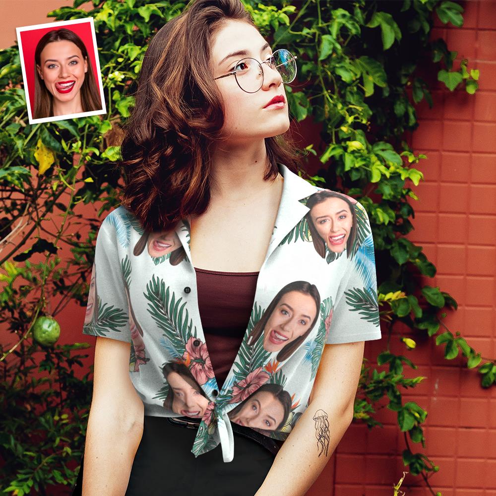 Benutzerdefiniertes Gesicht Hawaiihemd für Frauen Personalisiertes Frauen Foto Hawaiihemd Geschenk für sie - Paradies