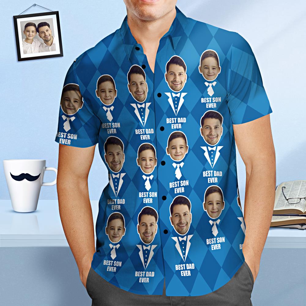 Kundenspezifisches Gesicht Hawaiian Shirt Beste Papa und Sohn personalisierte Vatertag Shirt Geschenk für Papa