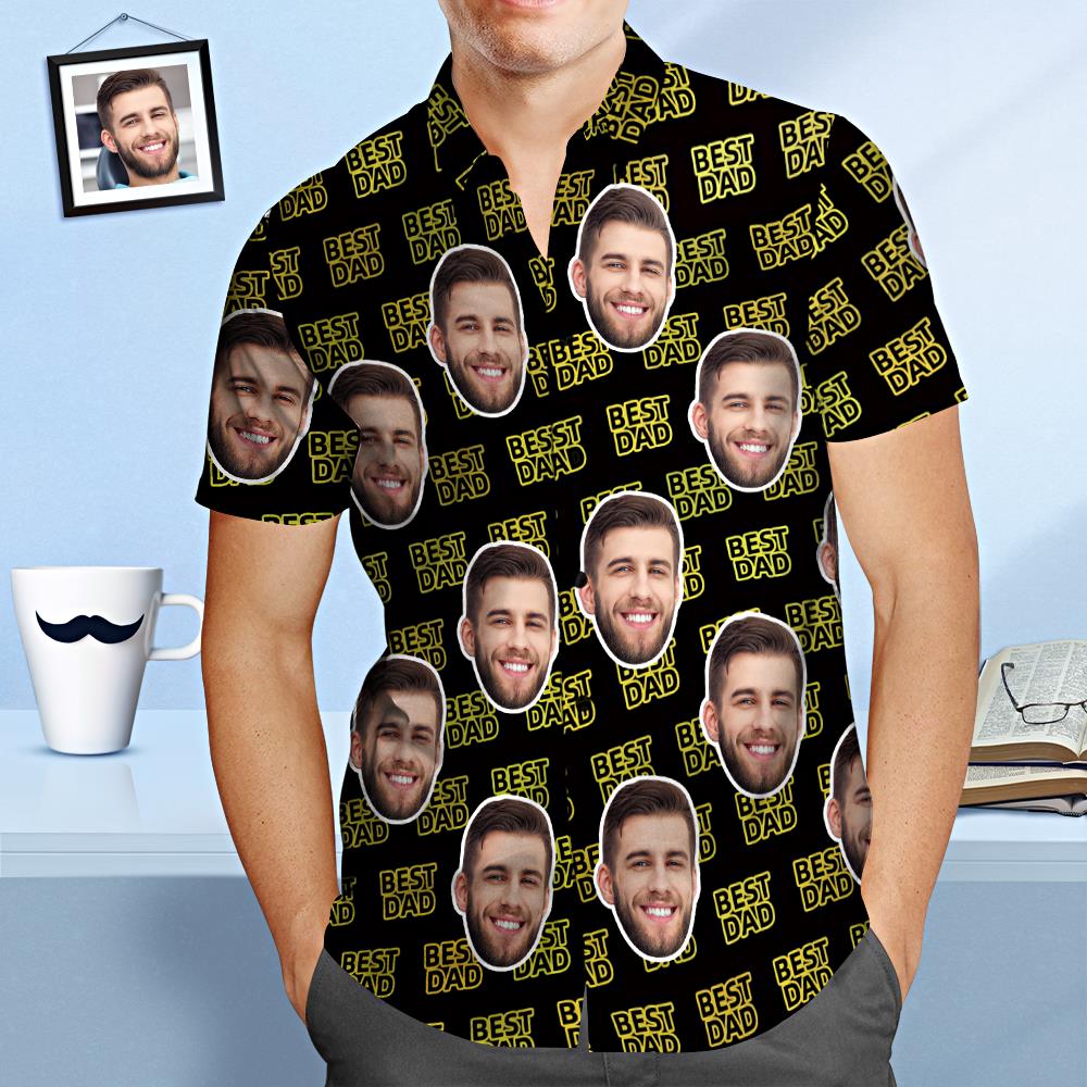 Benutzerdefiniertes Gesicht Hawaiian Shirt Best Dad Personalisierte Vatertag Shirt Geschenk für Papa