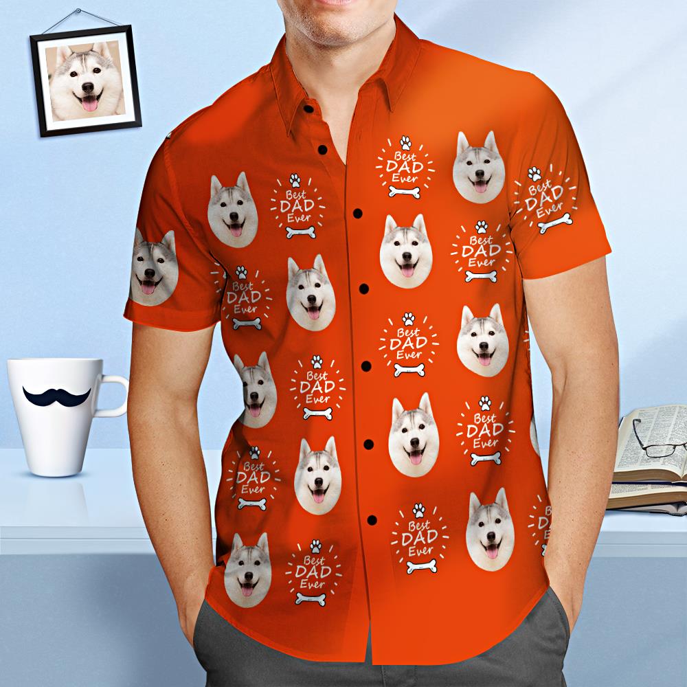 Benutzerdefiniertes Gesicht Hawaiian Shirt Beste Hund Papa jemals personalisierte Vatertag Shirt Geschenk für Papa