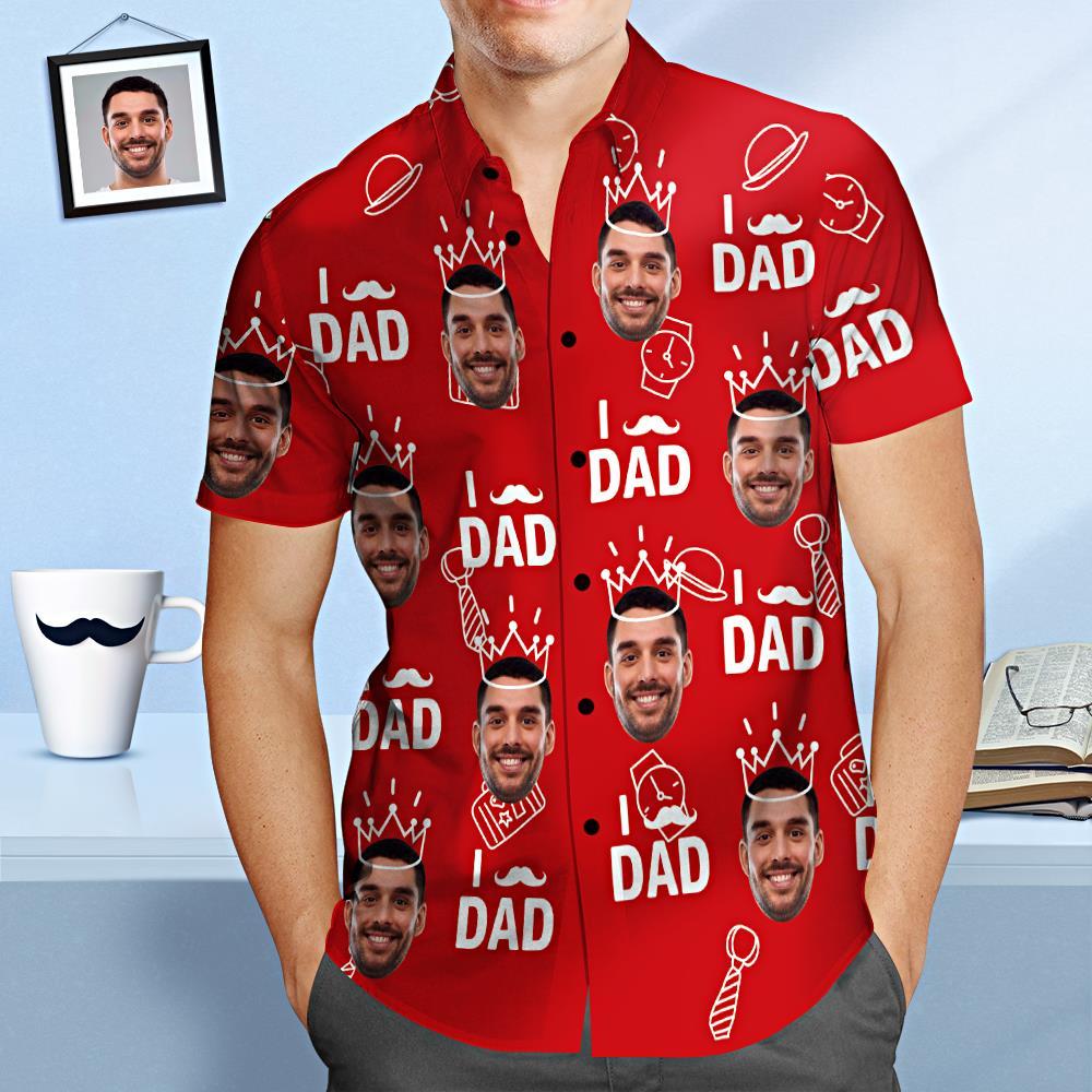 Benutzerdefiniertes Gesicht Hawaiian Shirt Ich liebe Papa Personalisierte Vatertag Shirt Geschenk für Papa