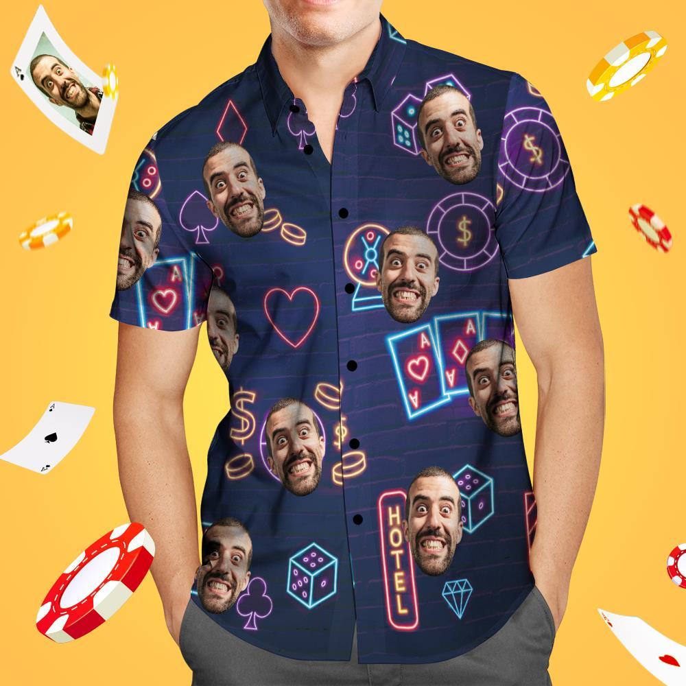 Benutzerdefiniertes Gesicht Hawaiian Shirt Aloha Beach Shirt Geschenk für Ihn, kein Poker Kein Spiel