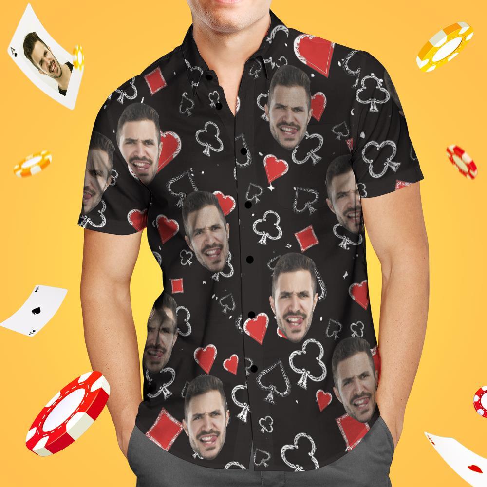 Benutzerdefinierte Poker Hawaiian Shirt Gesicht Aloha Beach Shirt Geschenk für Ihn