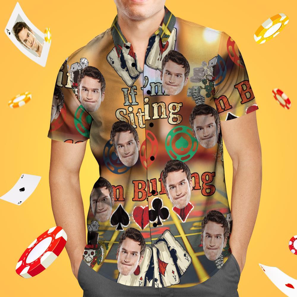 Benutzerdefiniertes Gesicht Hawaiian Shirt Poker Shirt Geschenk für Ihn, ich sitze Ich bluffe