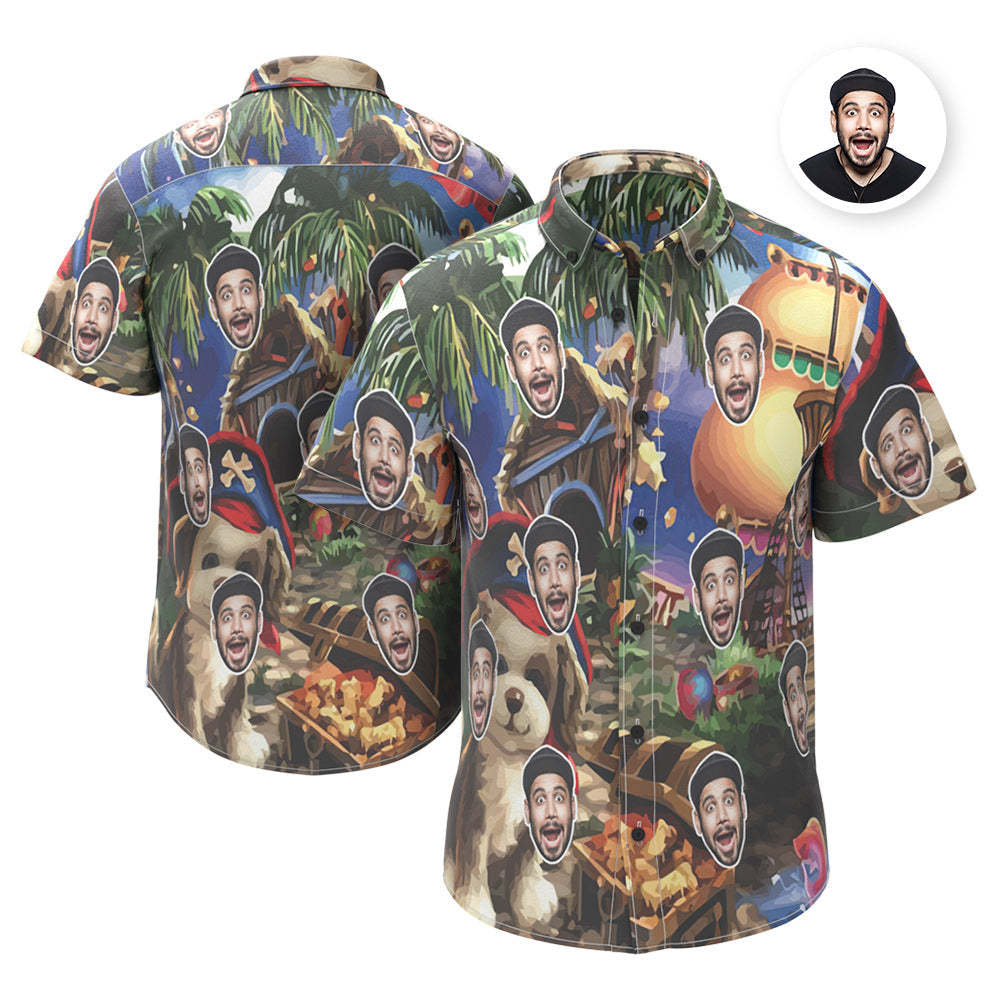 Benutzerdefiniertes Gesicht Hawaiihemd Personalisierte Piraten-Foto-Sommer-Shirts für Männer