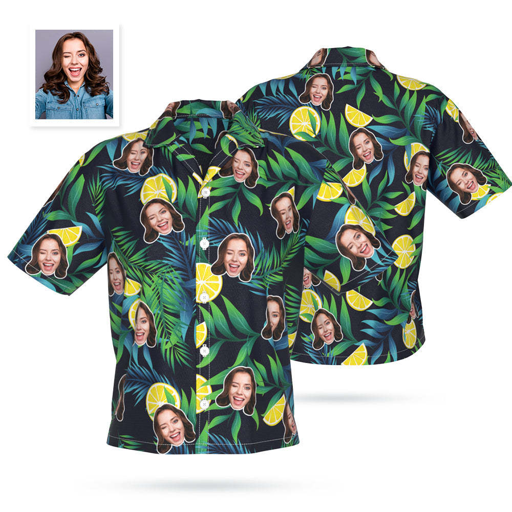 Benutzerdefinierte Gesicht Hawaiian Shirt Personalisierte Foto Sommer Shirts für Frauen-Zitrone