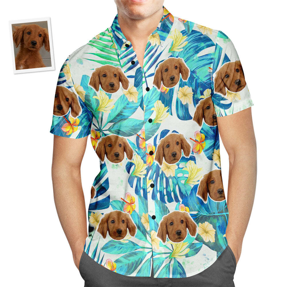 Hawaiihemd Mit Individuellem Gesicht, Vintage-blumenpflanze, Beliebtes All-over-print-hawaii-strandhemd Für Männer, Weihnachtsgeschenk - DePhotoBoxer