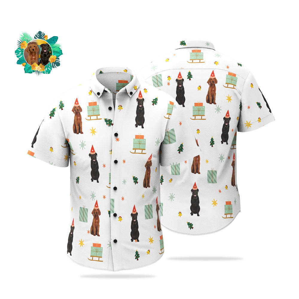 Benutzerdefiniertes Gesicht Hawaiian Shirt Lustiges Haustier Foto Weihnachtshemd Geschenk für Männer
