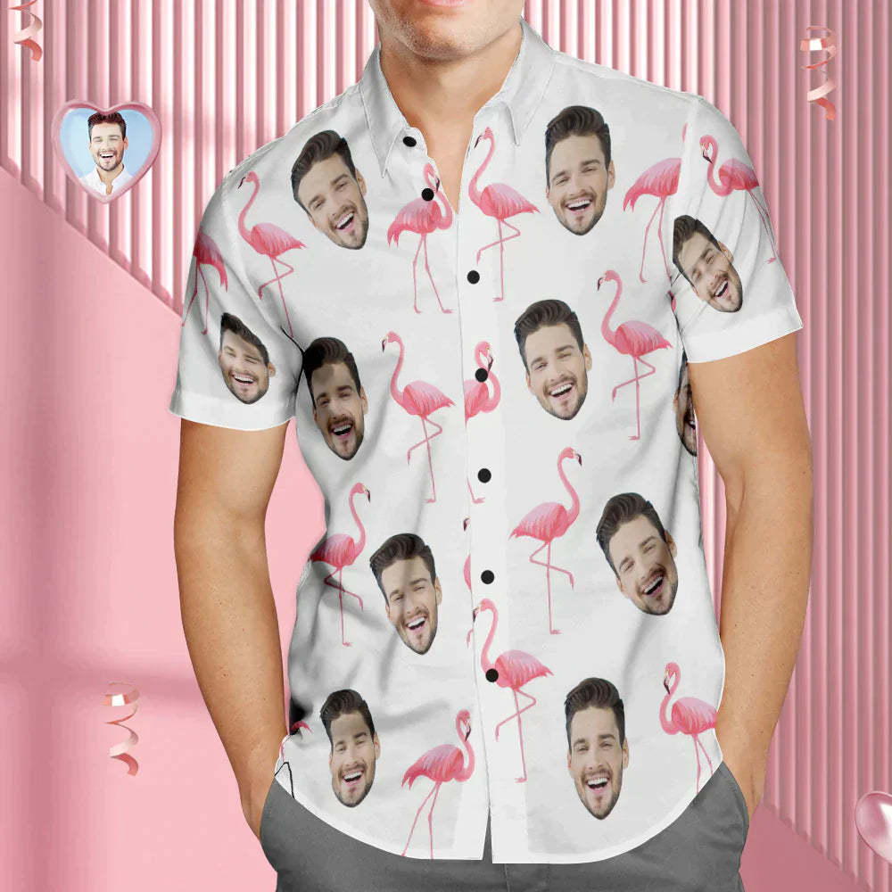 Custom Face Couple Matching Hawaiian Shirts Mountains Valentine's Day Gift