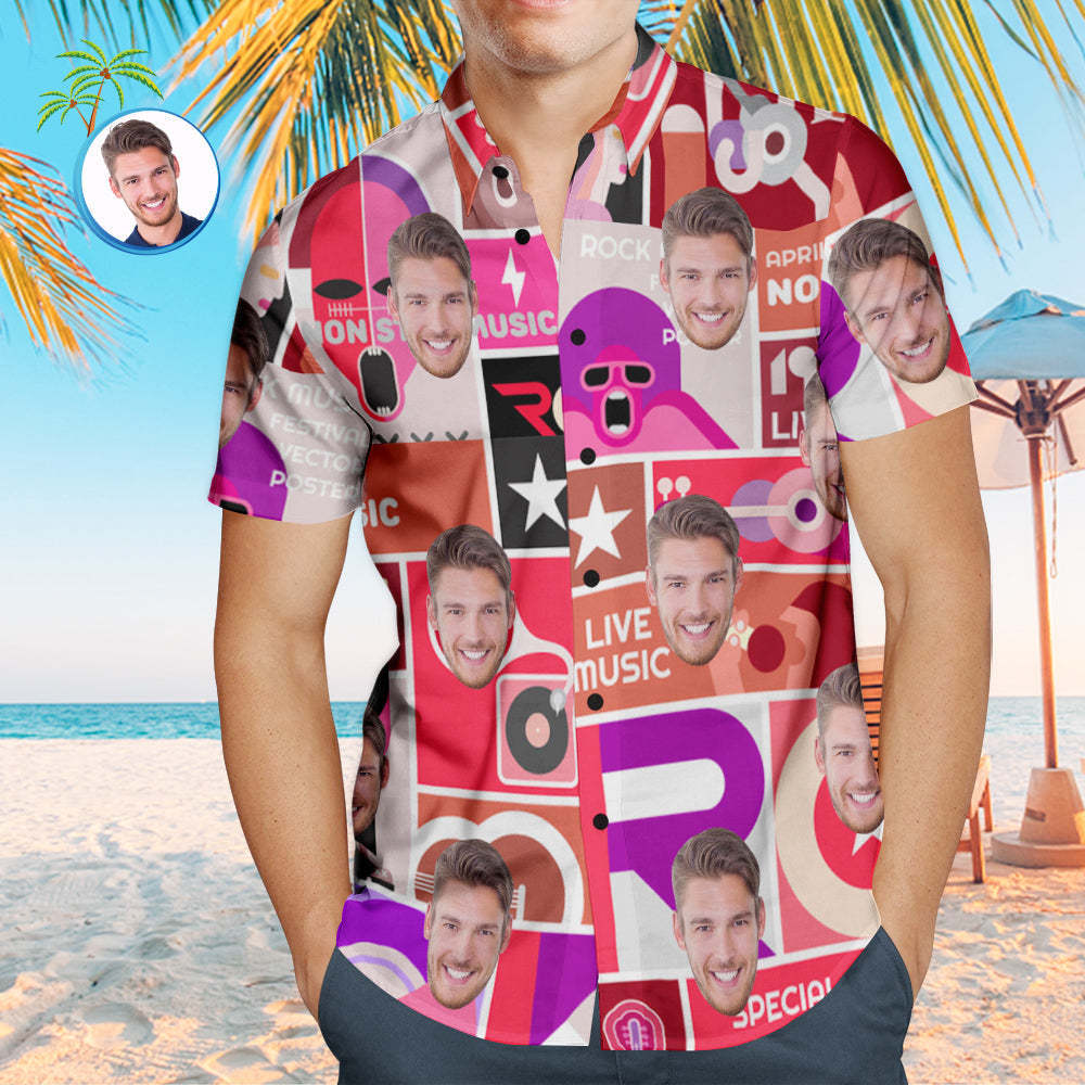 Benutzerdefinierte Gesicht Hawaiian Shirt Personalisierte Musik Stil Shirt Geschenk für Liebe Musik