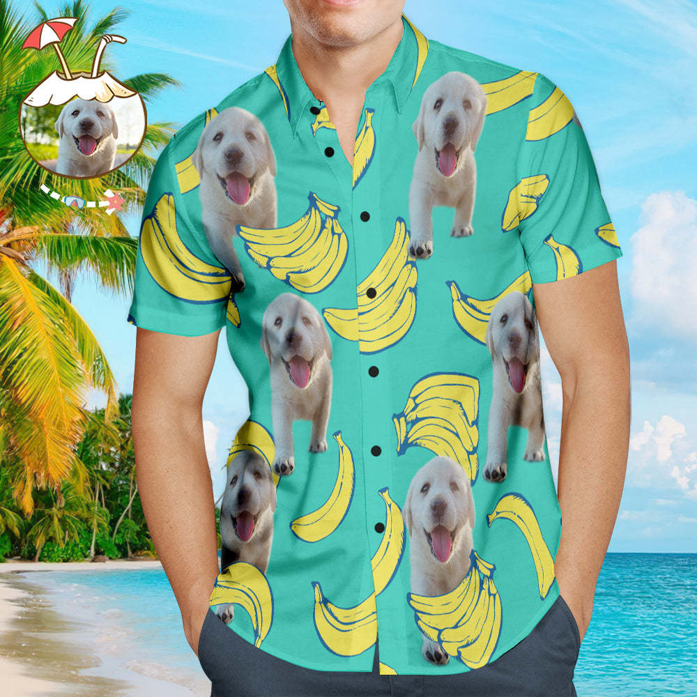 Benutzerdefiniertes Hundegesicht Im Hawaiianischen Stil, Bananenhund Und Besitzer, Passende Hawaii-hemden - DePhotoBoxer