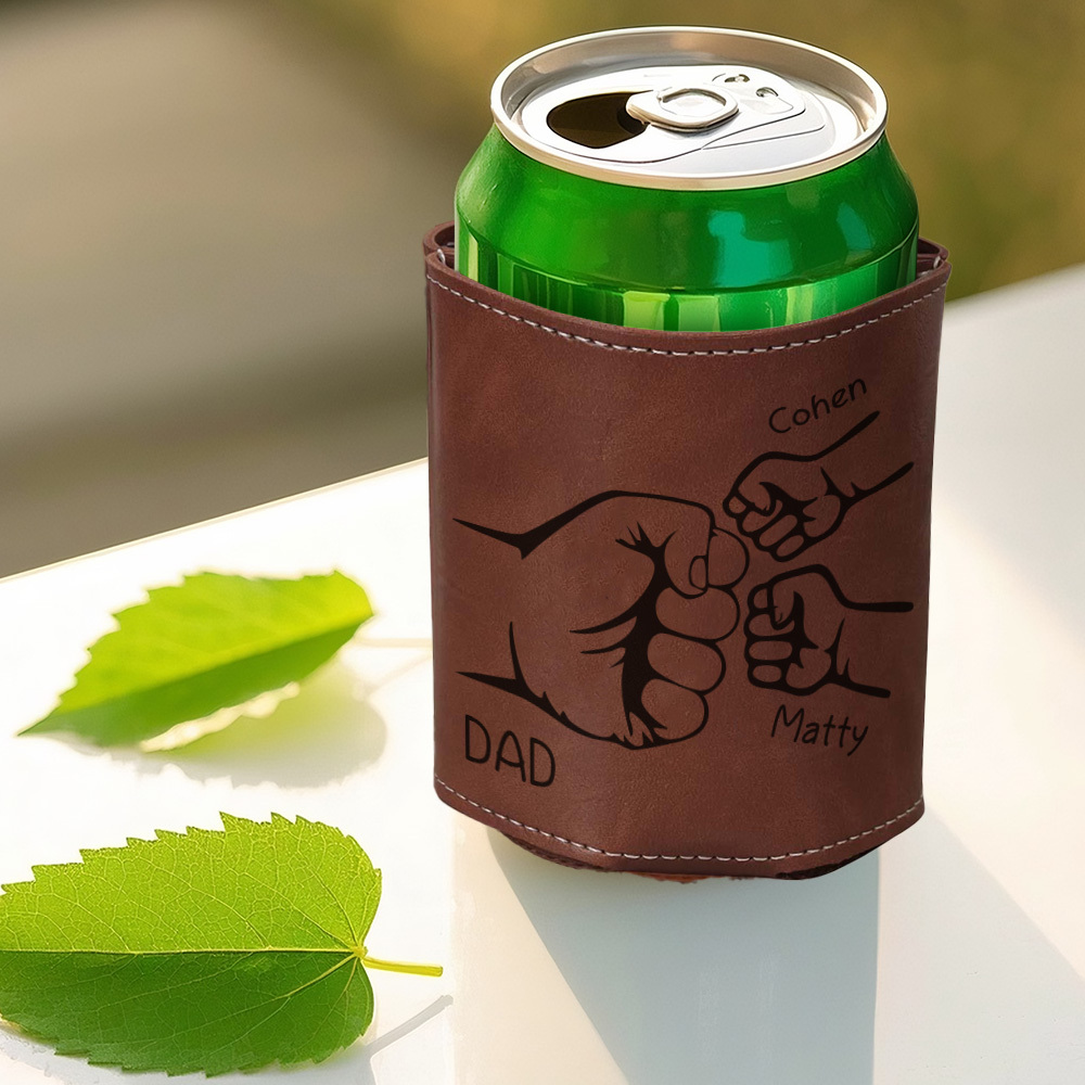 Dad Fist Bump Leder Dosenkühler, Vatertagsgeschenk Mit Kindernamen, Papa Geschenke Von Kindern Papa Geburtstagsgeschenk Personalisiertes Geschenk Für Papa, Opa