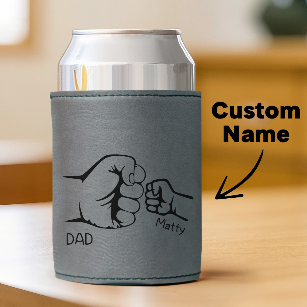 Dad Fist Bump Leder Dosenkühler, Vatertagsgeschenk Mit Kindernamen, Papa Geschenke Von Kindern Papa Geburtstagsgeschenk Personalisiertes Geschenk Für Papa, Opa