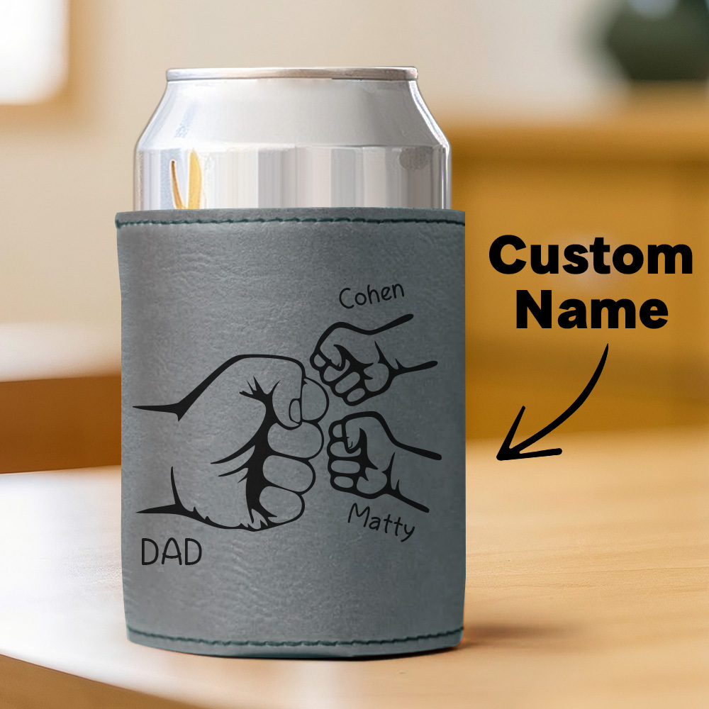Dad Fist Bump Leder Dosenkühler, Vatertagsgeschenk Mit Kindernamen, Papa Geschenke Von Kindern Papa Geburtstagsgeschenk Personalisiertes Geschenk Für Papa, Opa