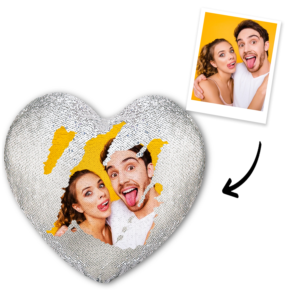 Valentinstag Geschenk Magie Herz Pailletten Kissen - Passen Sie Ihr Foto an - Hochzeitsgeschenke