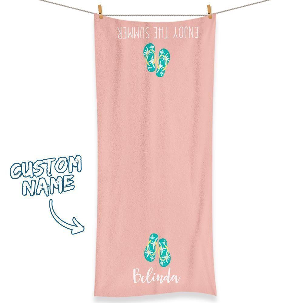 Personalisiertes Handtuch Mit Eingraviertem Namen In Rosa Für Mädchen - DePhotoBoxer
