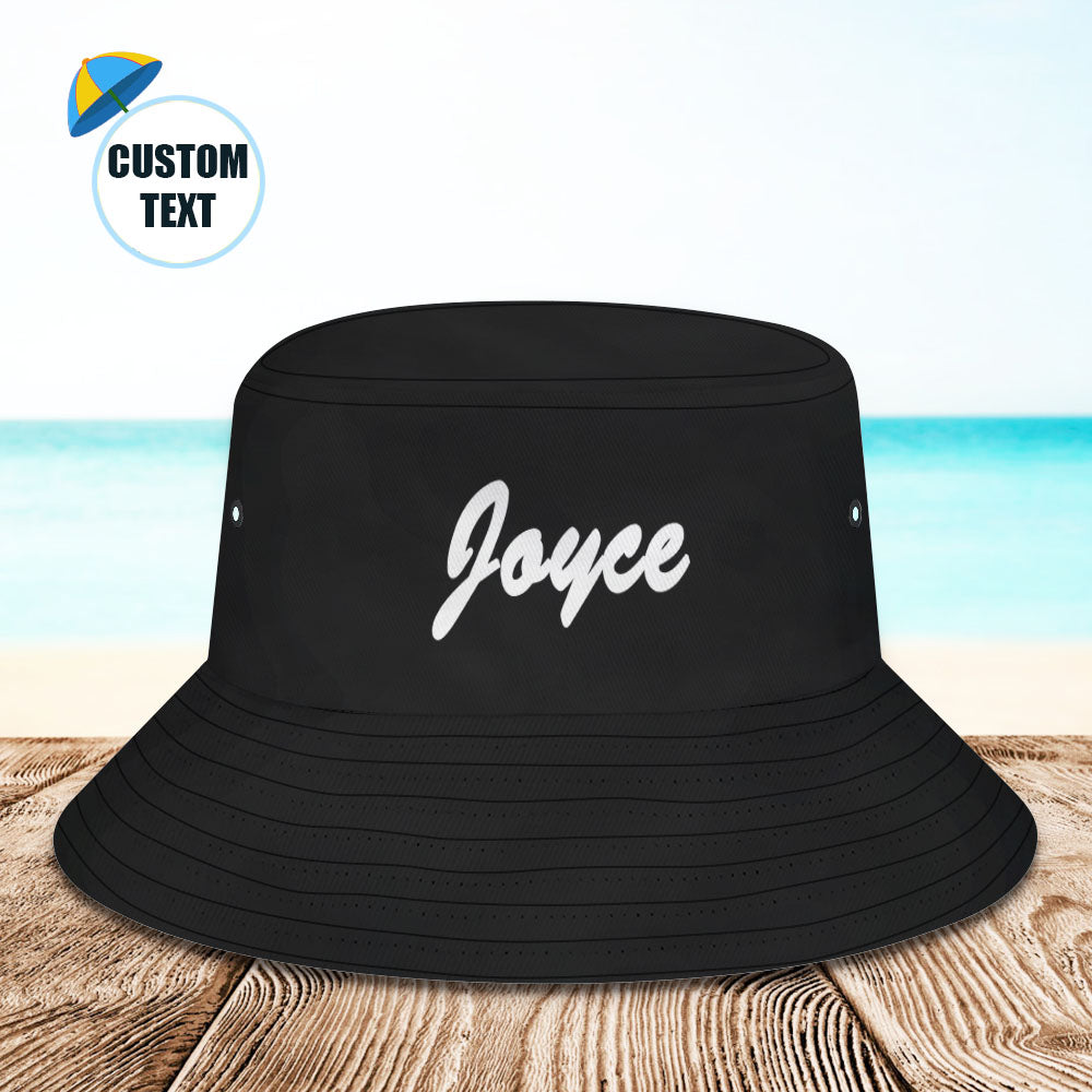 Benutzerdefinierte Eimer Hut Unisex Eimer Hut Mit Text Personalisieren Breite Krempe Sommer Cap Wandern Strand Sport Hüte Geschenk Für Liebhaber Schwarz