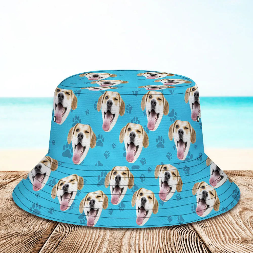 Benutzerdefinierter Eimerhut, Unisex-Gesicht, Eimerhut, personalisierbar, breite Krempe, Outdoor-Sommerkappe, Wandern, Strand, Sporthüte, Geschenk für Liebhaber-Hund, Muster-Eimerhut