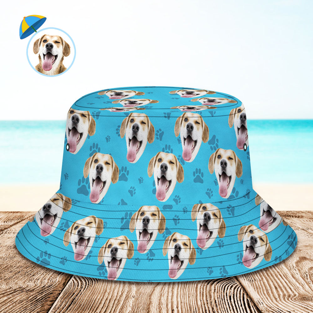 Benutzerdefinierter Eimerhut, Unisex-Gesicht, Eimerhut, personalisierbar, breite Krempe, Outdoor-Sommerkappe, Wandern, Strand, Sporthüte, Geschenk für Liebhaber-Hund, Muster-Eimerhut