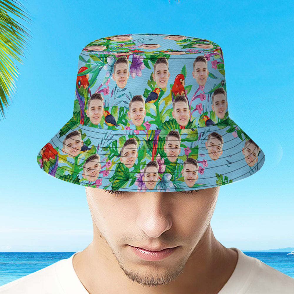 Kundenspezifischer Gesichts-Hut-tropischer Blumen-Druck-hawaiischer Fischer-Hut-Eimer-Hut