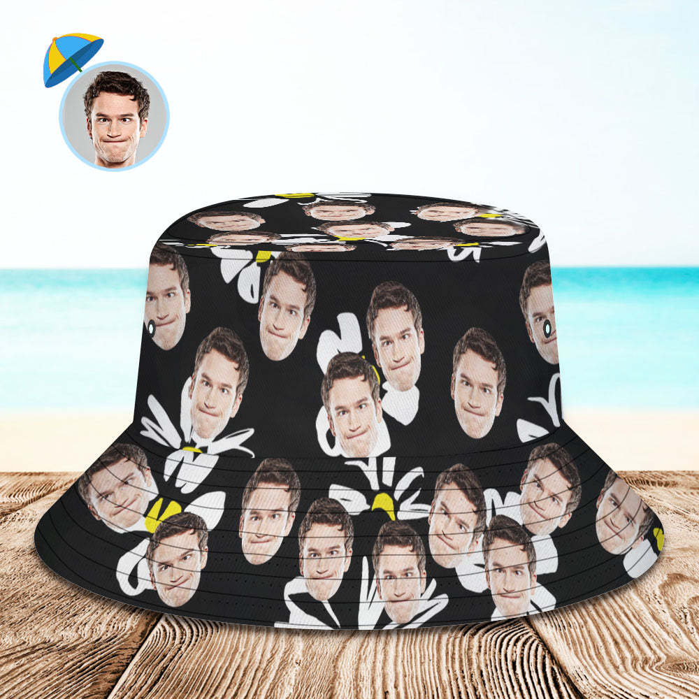 Benutzerdefinierte Gesicht Eimer Hut Unisex personalisierte Foto Sommer Cap Schwarz Wandern Strand Hüte Geschenk für Liebhaber