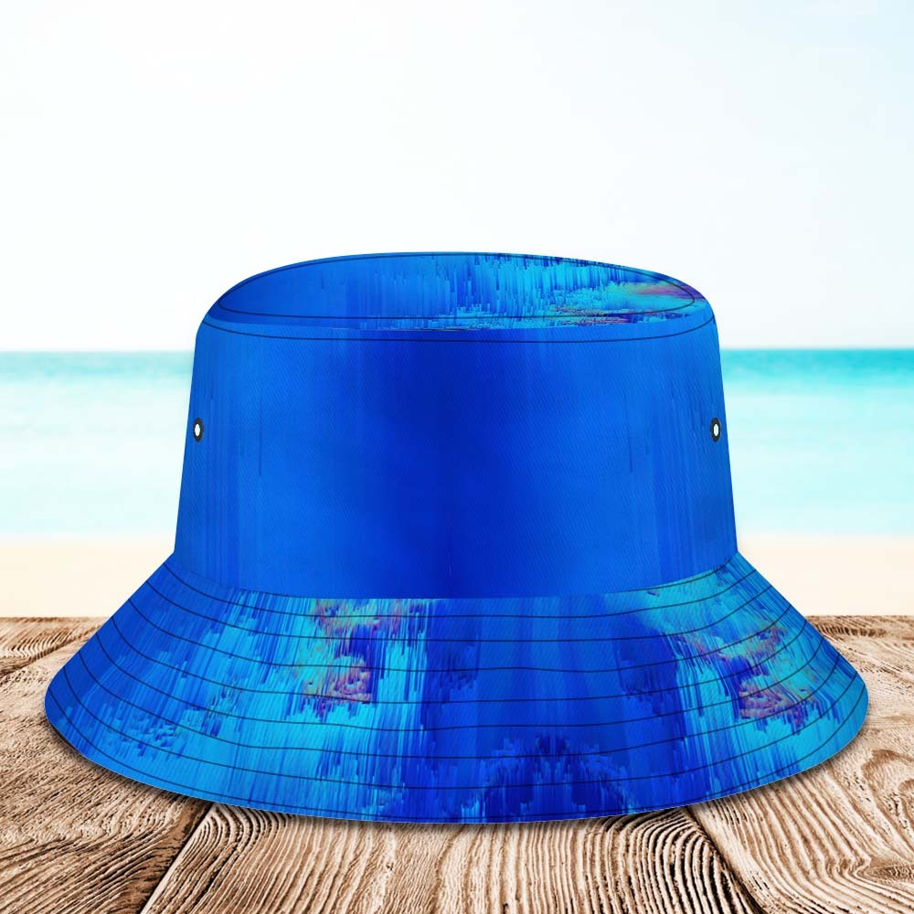 Benutzerdefinierte Gesichts-eimerhut, Unisex, Personalisierbar, Breite Krempe, Outdoor-sommerhüte, Dunkelblau, Abstrakte Textur - DePhotoBoxer