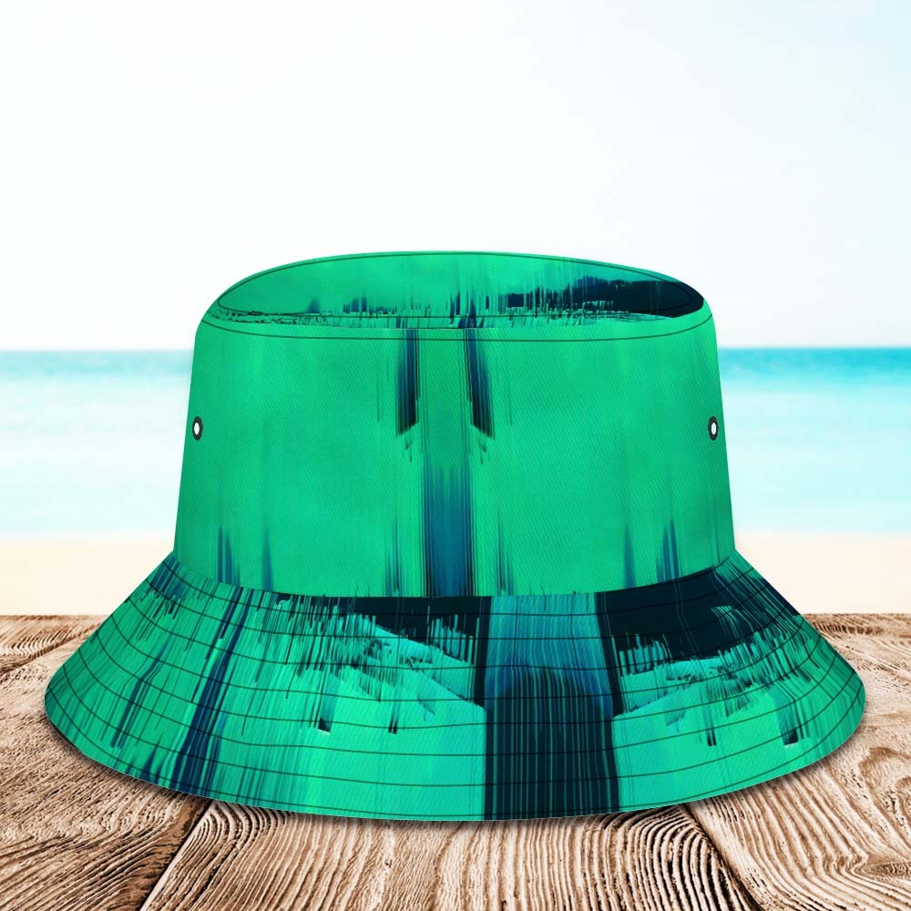 Benutzerdefinierte Gesichts-eimermütze, Unisex, Personalisierbar, Breite Krempe, Outdoor-sommermütze, Wandern, Strand, Sporthüte, Dunkelgrün, Abstrakte Textur - DePhotoBoxer