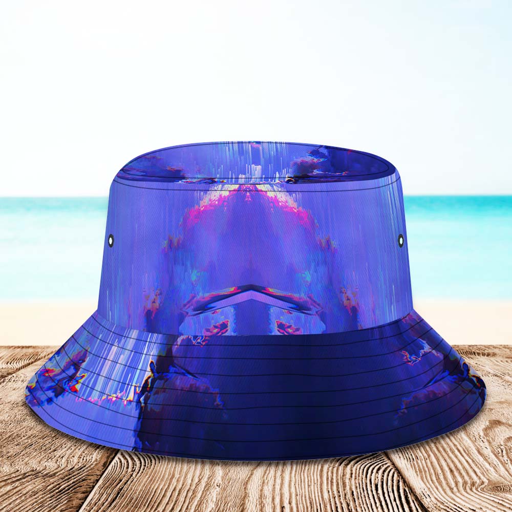 Benutzerdefinierter Foto-eimerhut, Unisex, Personalisiertes Gesicht, Wandern, Strand, Sporthüte, Lila Abstrakte Textur - DePhotoBoxer