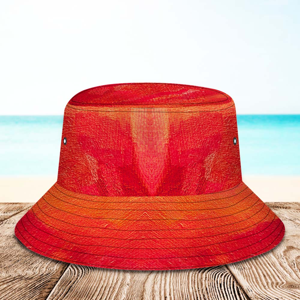 Benutzerdefinierte Gesichts-eimerhut, Unisex, Personalisierbar, Breite Krempe, Outdoor-sommerhüte, Roter Ölgemälde-stil - DePhotoBoxer